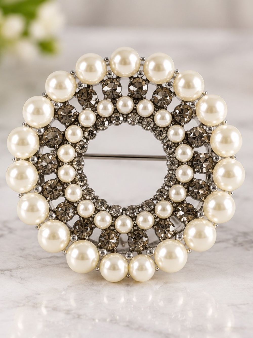 Pearl & Crystal Brooch
